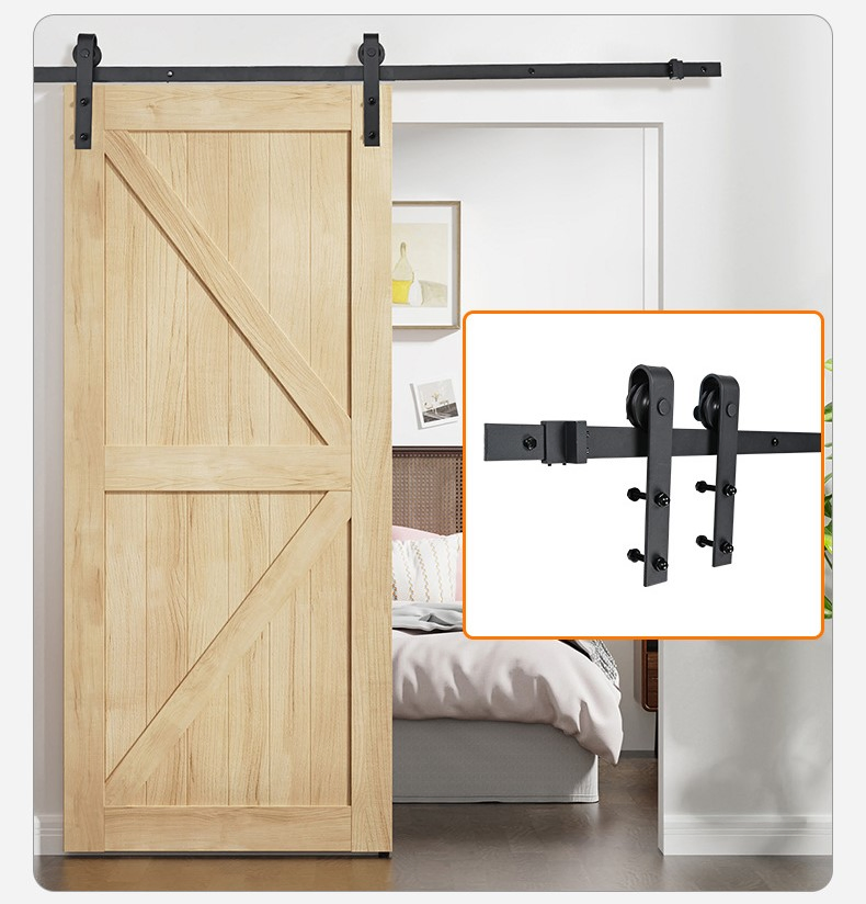 American Barn Door Wooden Door Hardware Accessories Household Sliding Door Track Slide Steel Rail