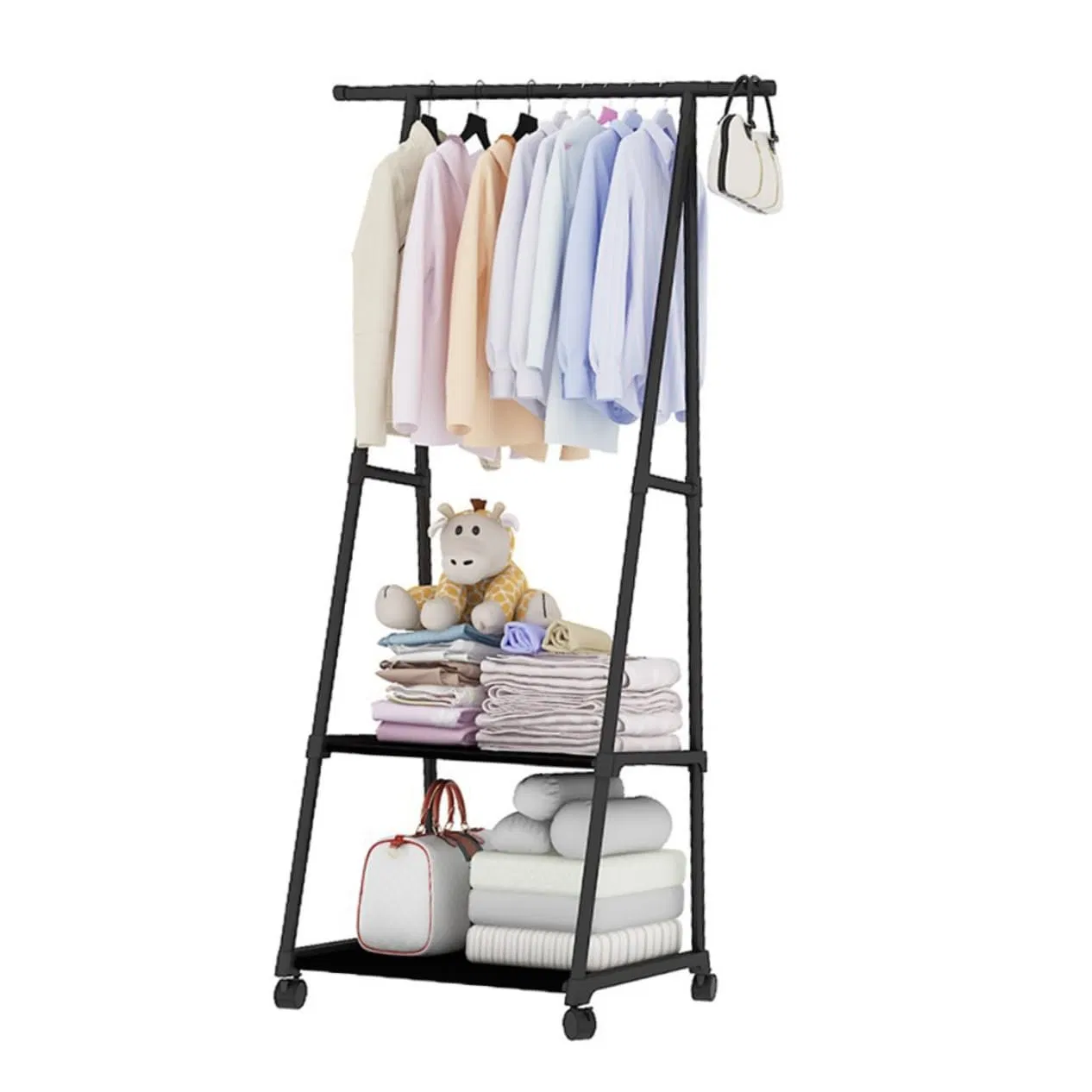 Напольная сушилка для одежды с полкой, металлическая