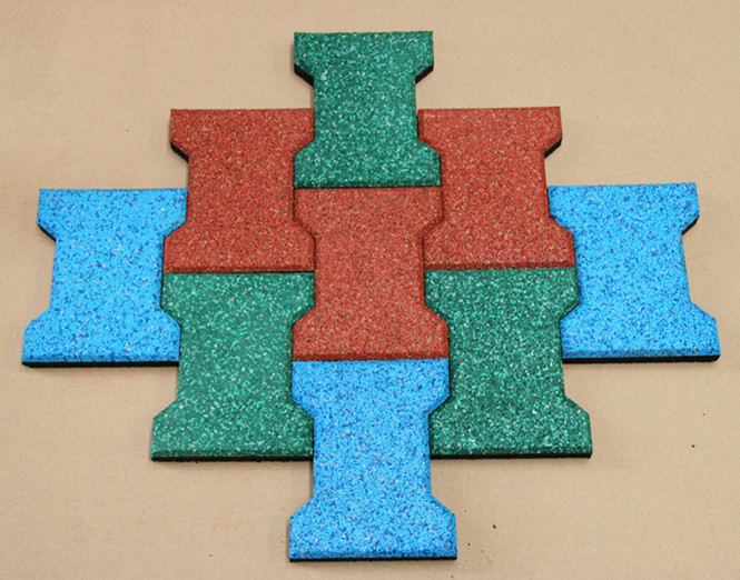 Outdoor Rubber Paver Bricks Recycled Rubber Granules Floor Tiles