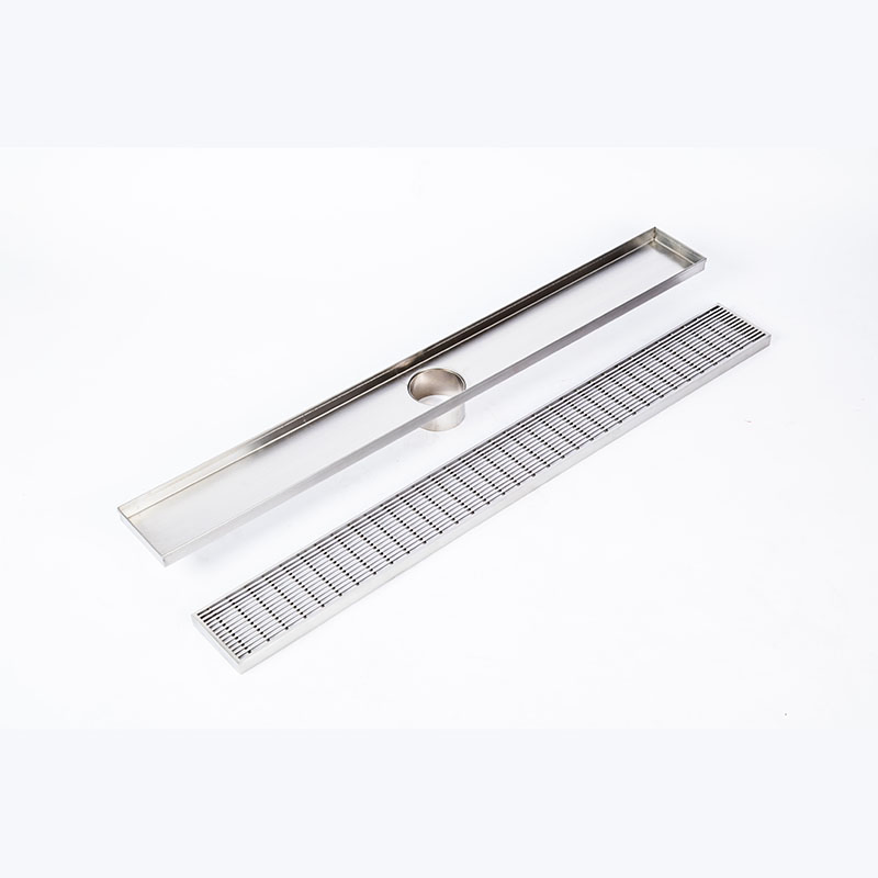 Contemporary Hardware Stainless Steel 304 Shower Floor Grate Drain Strainer: Watermark Tile Insert, Long Linear Design, Modern Bathroom Fixture
