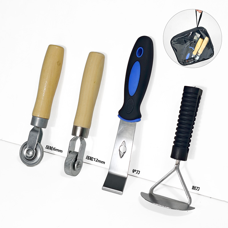 Wooden Handle Tire Repair Tools: Patches, Roller, Scraper, Rim Balance Weight Shovel