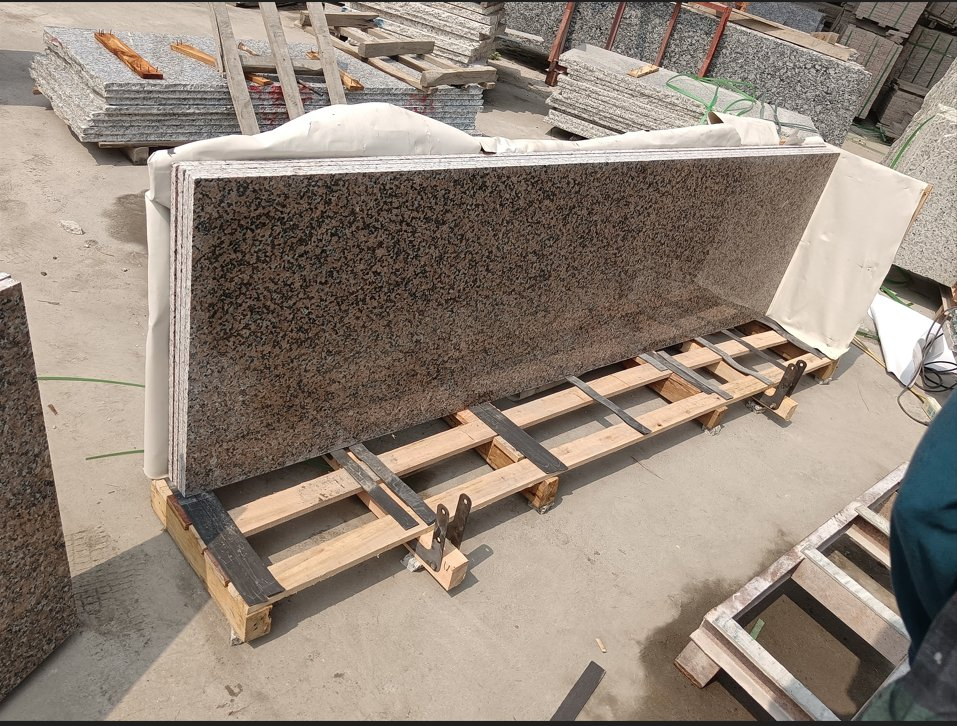 Natural Stone Slab Pink Porino Granite for Kitchen Worktop Island Benchtop