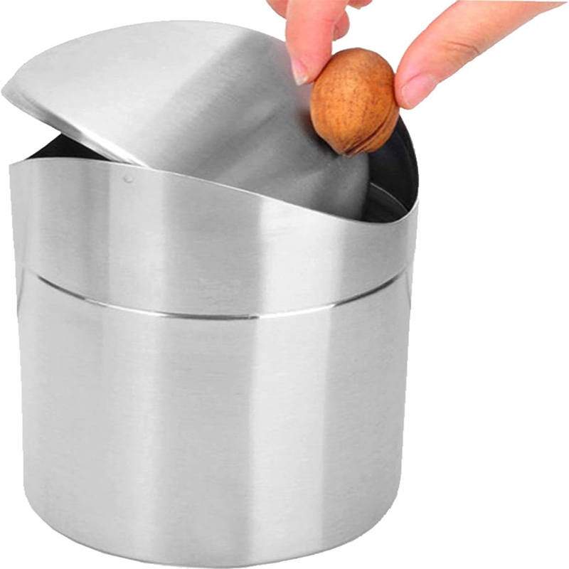 Commercial Office Hotel Table Top Stainless Steel Mini Bin Can with Flip-Top Lid