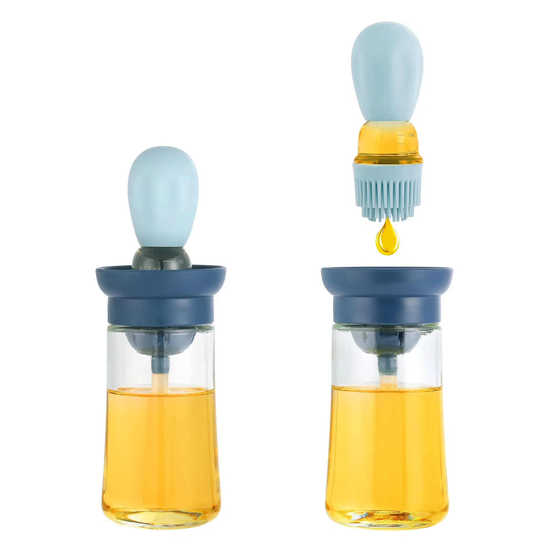 Oil Dispenser Bottle with Silicone Brush 2 in 1 Silicone Dropper Measuring Oil Bottle Dispenser for Kitchen