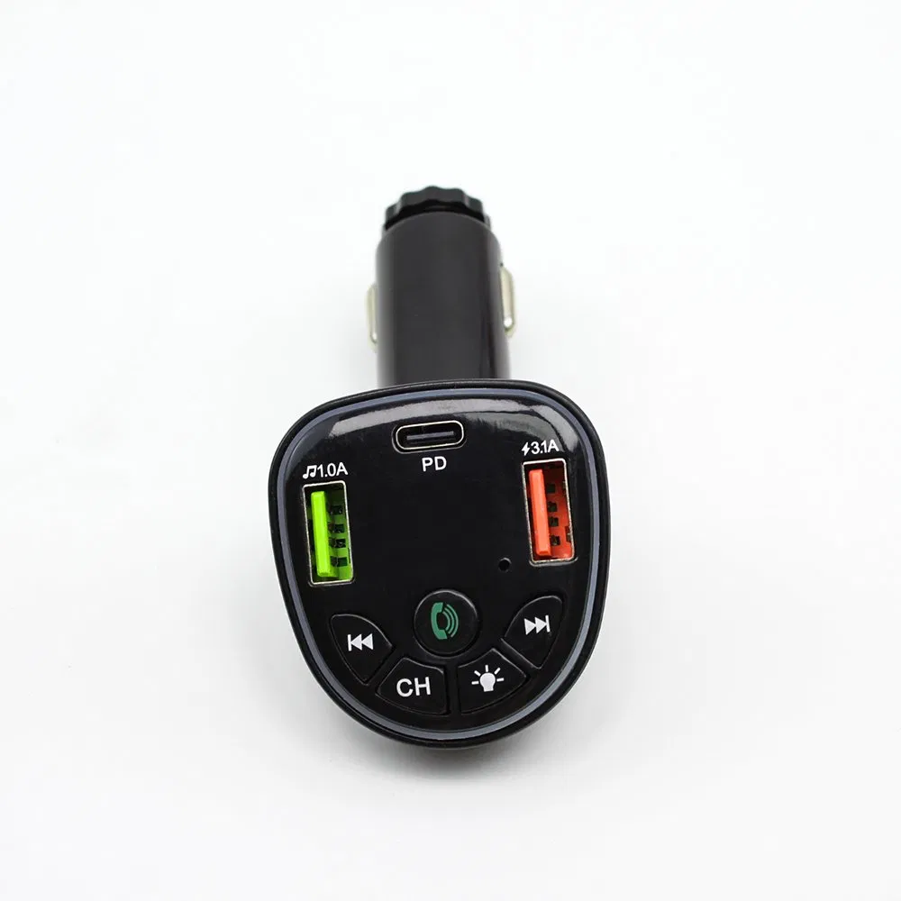 Bt Hands Free Wireless Fast Car Charger Rainbow LED Car MP3 Player