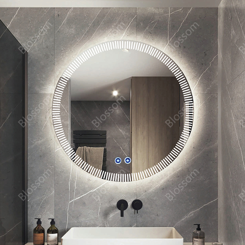 Factory Price High End Spiegel Round Wall Mirror Custom Silver Bath Room Makeup Mirrors LED Smart Mirror