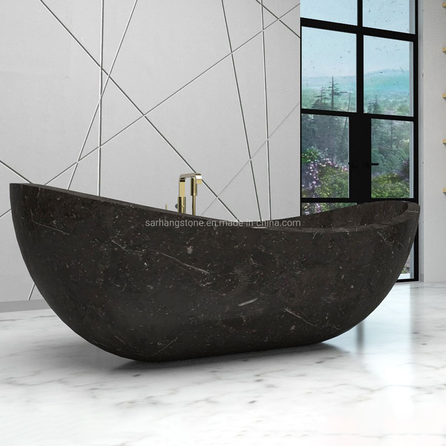 Natural Stone Bathtub Black Marble Bathtubs for Bathroom