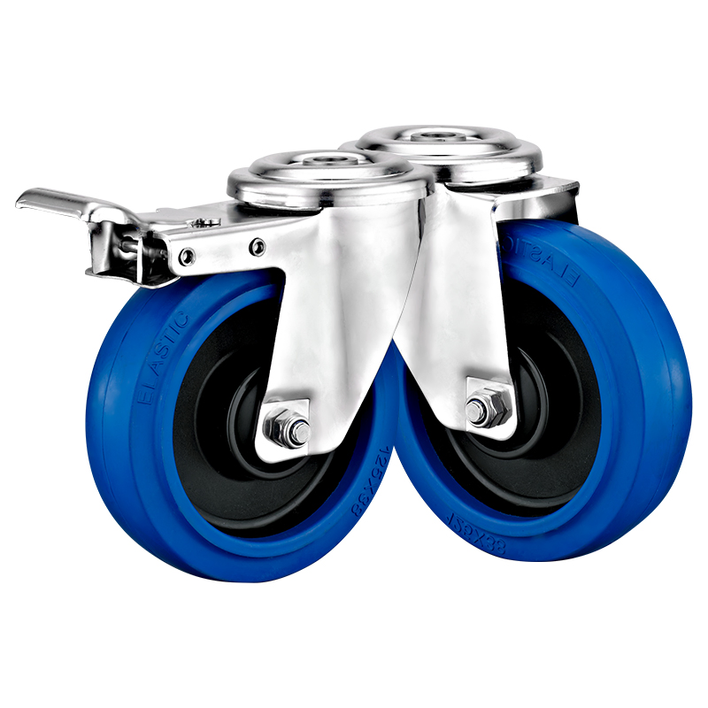 80mm100mm125mm Medium Duty Euro Type Stainless Steel Elastic Rubber Caster (Type C) SUS 304 Anti-Rusted Wheels for Hand Trolley