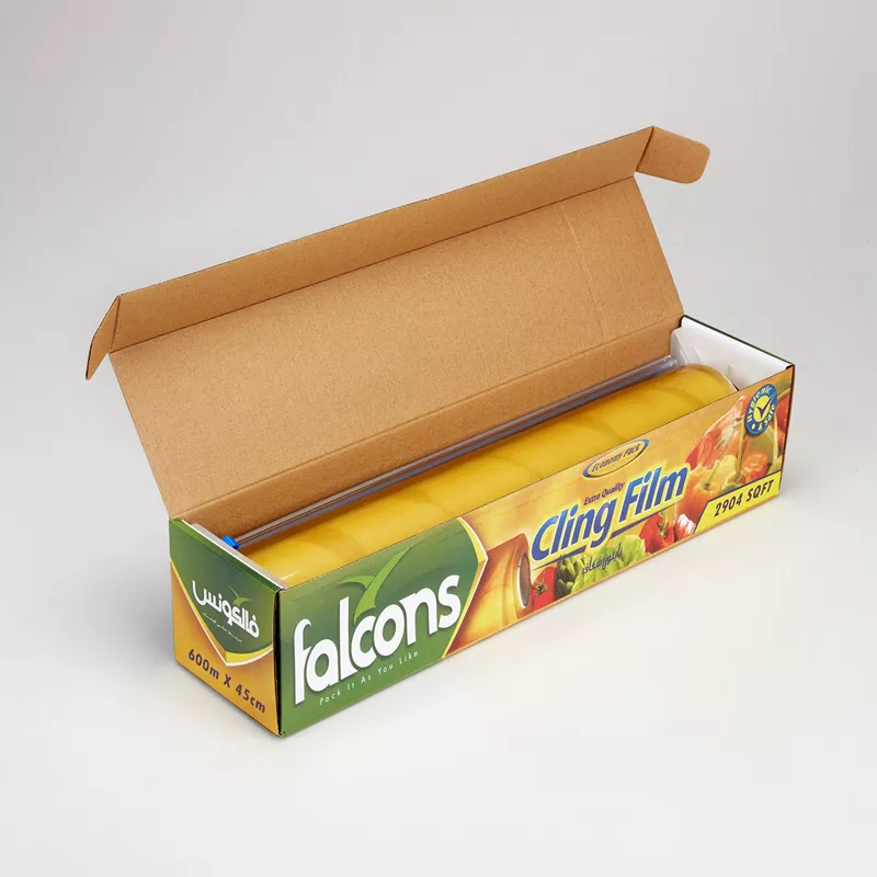 Plastic Roll Food Cover Packaging Printing PVC Transparent Cling Film with Cutting and Color Box for Cooking