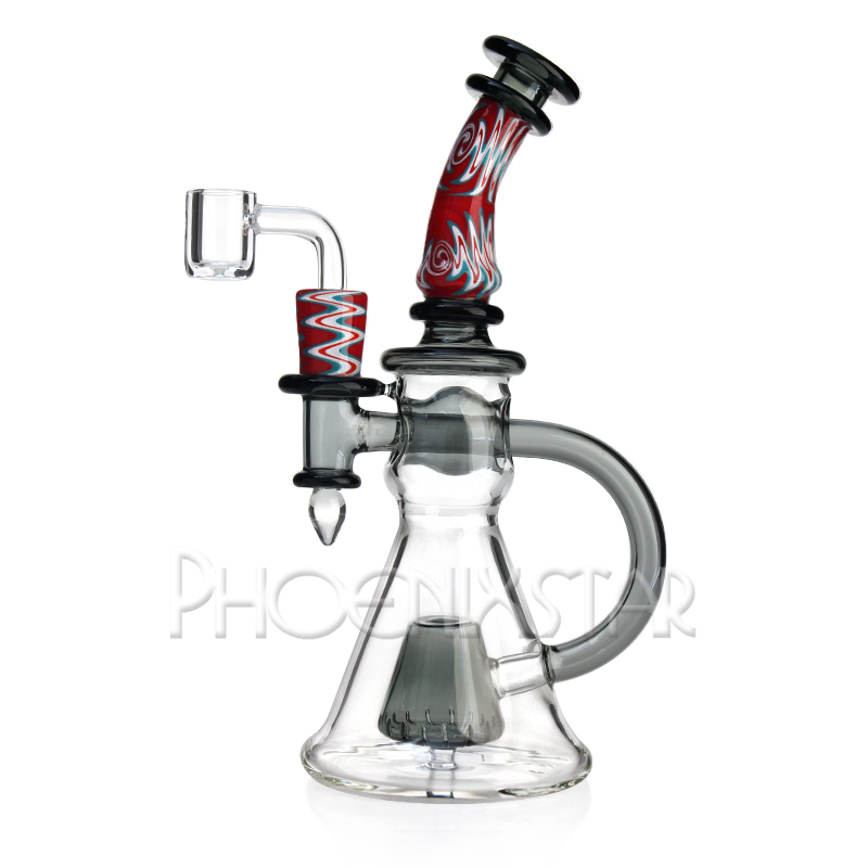 Phoenix 9 Inches Recycler DAB Oil Rig Handy Glass Smoking Water Pipes with Quartz Banger Arts Crafts Northstar Glass Rod High Quality