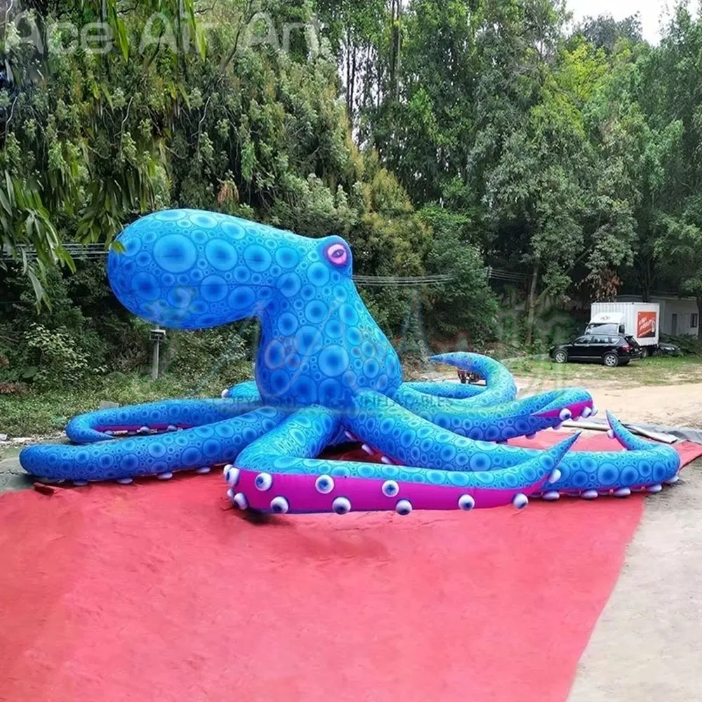 Large Blue Air Blown Inflatable Octopus Balloons for Beach Party Decoration