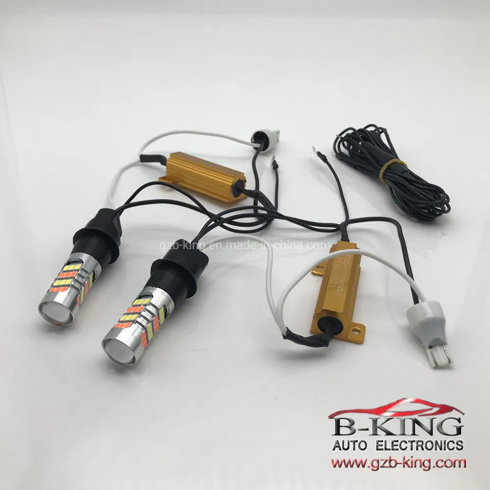 Светодиодная лампа W16W T15 белая+красная для стоп-сигнала и ДХО