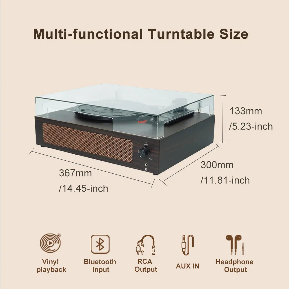 Tr108A Retro Home Decoration Phonograph Hi-Fi Independent Sound Chamber Speaker Vinyl Record Player