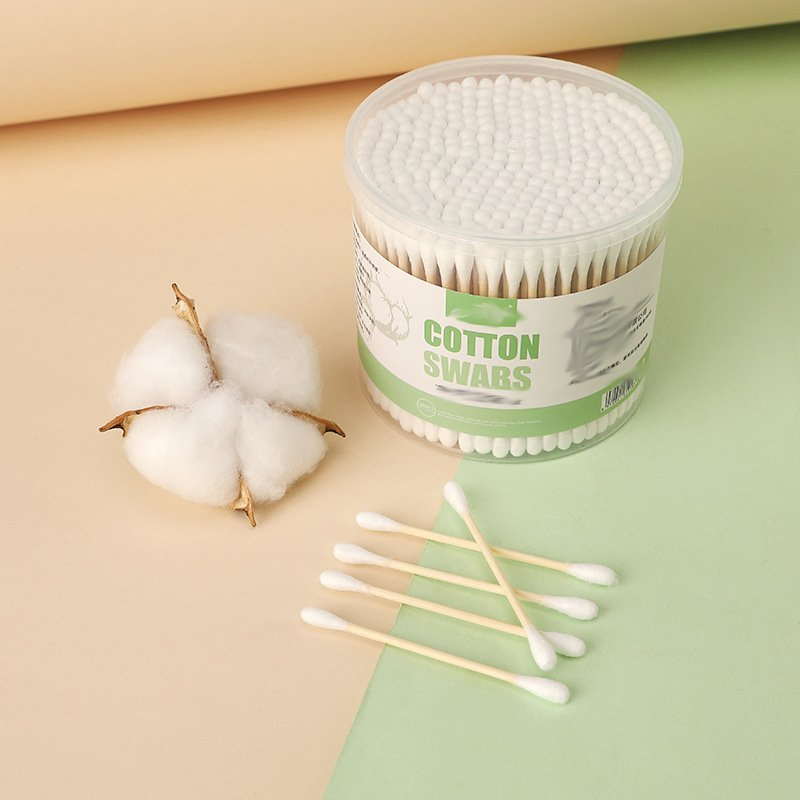 100 Count Double Round Thick Tips Biodegradable Cotton Buds for Ears