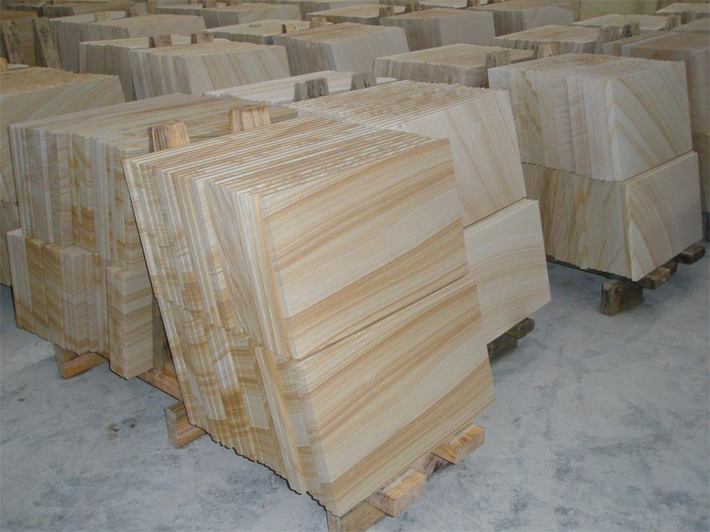Yellow Teakwood Sandstone Slabs Pool Coping Paving Flooring/Walling Stone Tiles