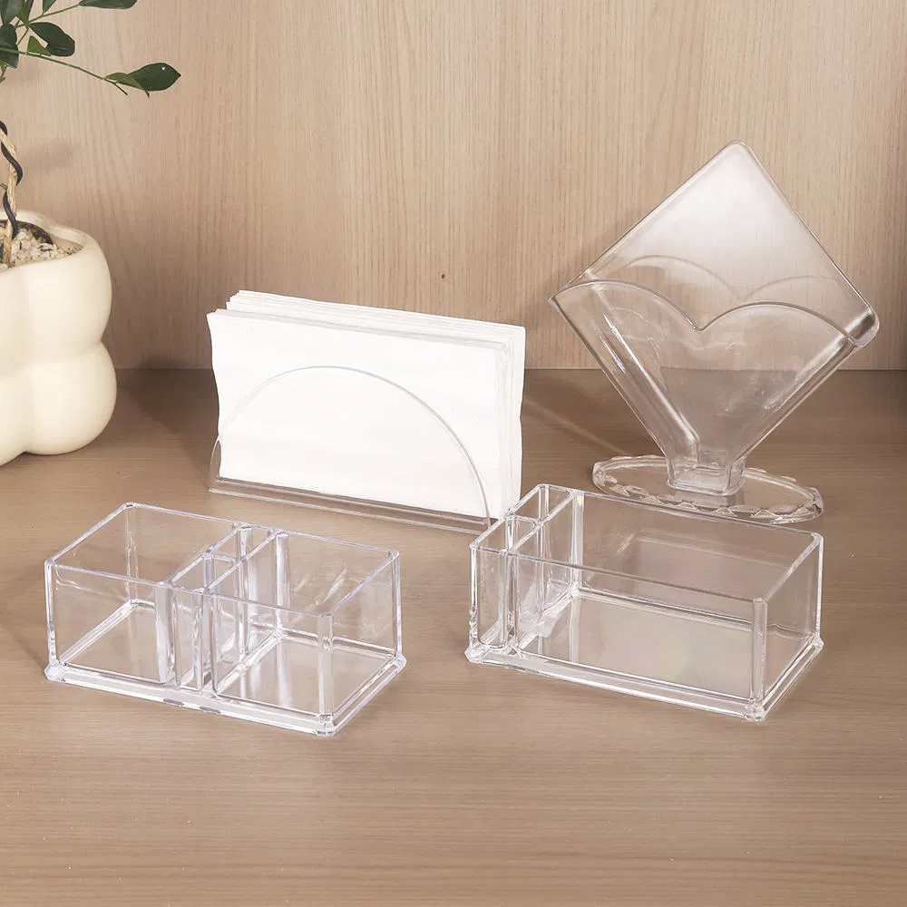 Customized Transparent Color Plastic Tissue Box Restaurant Table Use Tabletop Tissue Holder