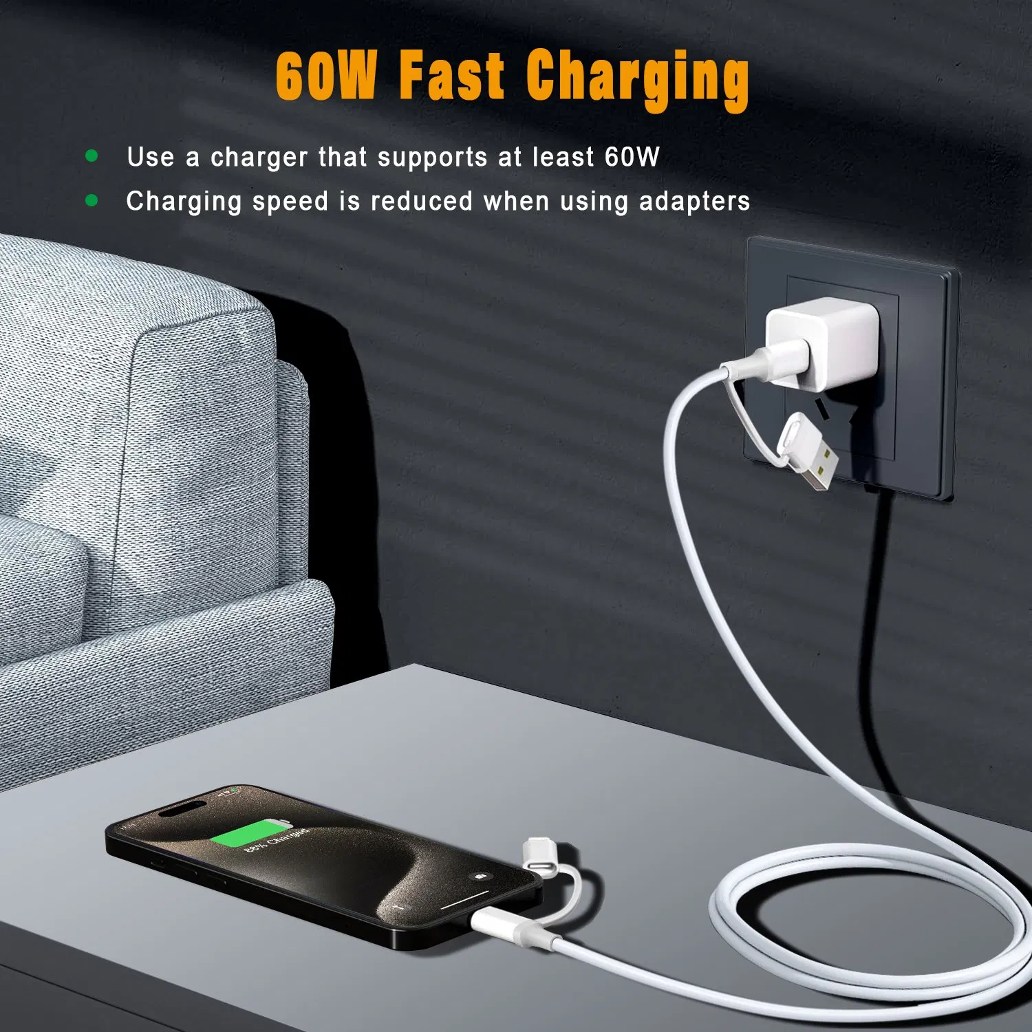 Универсальный кабель для быстрой зарядки телефонов