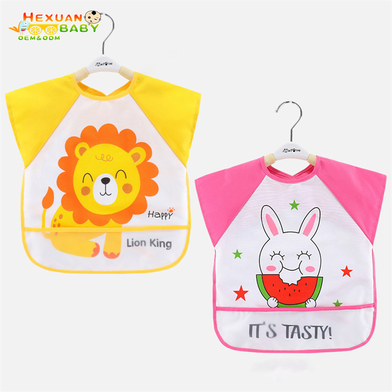 Waterproof Cartoon Apron for Kids with Button Closure