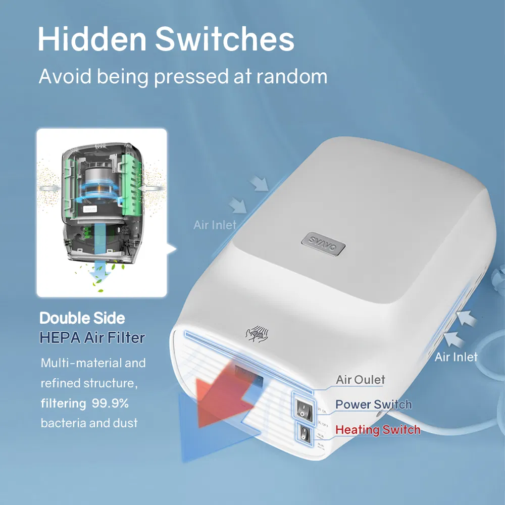 High Speed Electric Infrared Sensor Wall Mounted Hand Dryer for Toilet