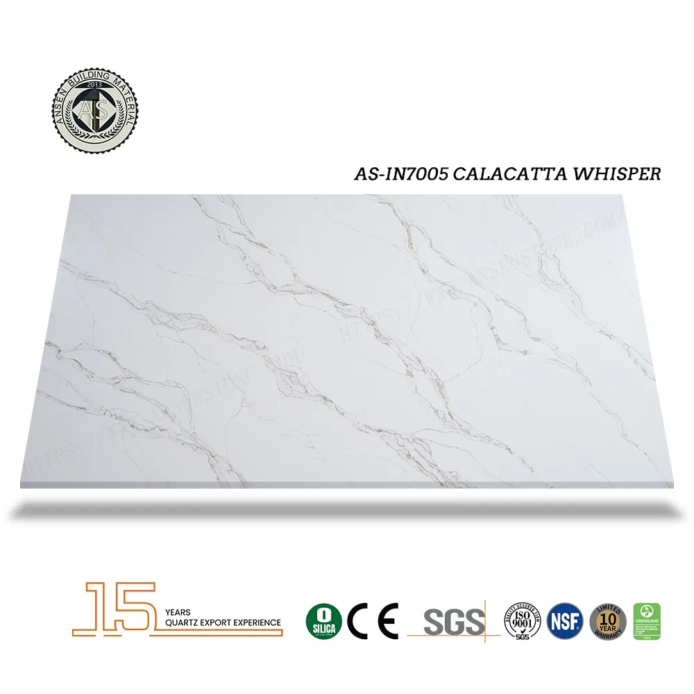 3200X1600mm Polished Calacatta White Grey Artificial Stone Engineered Quartz Slabs 3cm 2cm