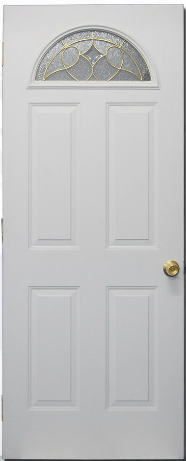 Rust Corrosion Resistant Galvanized Steel Elegant Half Moon Fanlite Glass Door