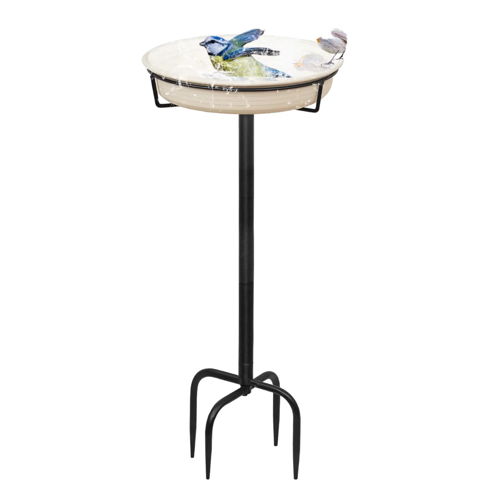 Factory Direct Outdoor Garden Decorative Bird Bath with Metal Black Stake Iron Bowl Made in India