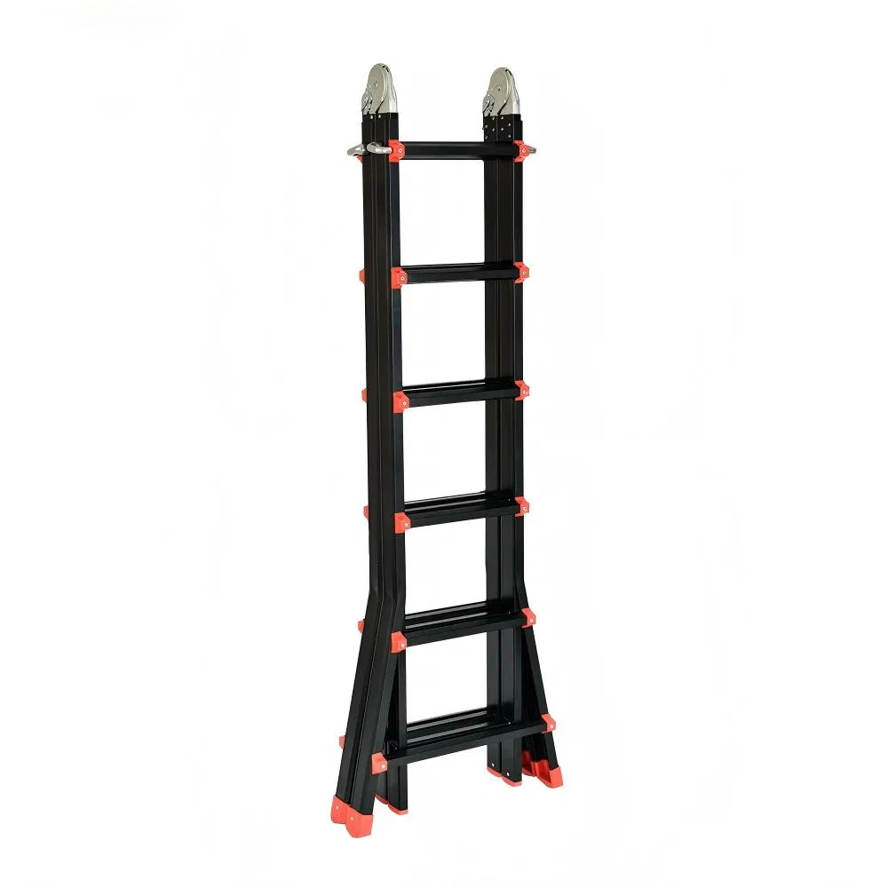 Non-Conductive Telescoping Multi-Position Black Aluminum Folding Ladder for Industrial Use