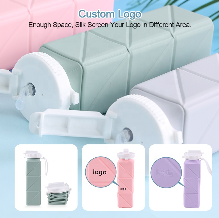 New Product Idea 2025 Outdoor Gym Girs Insulated Sport Water Bottles Foldable Custom Logo Water Bottle with Silicone Lid Cover