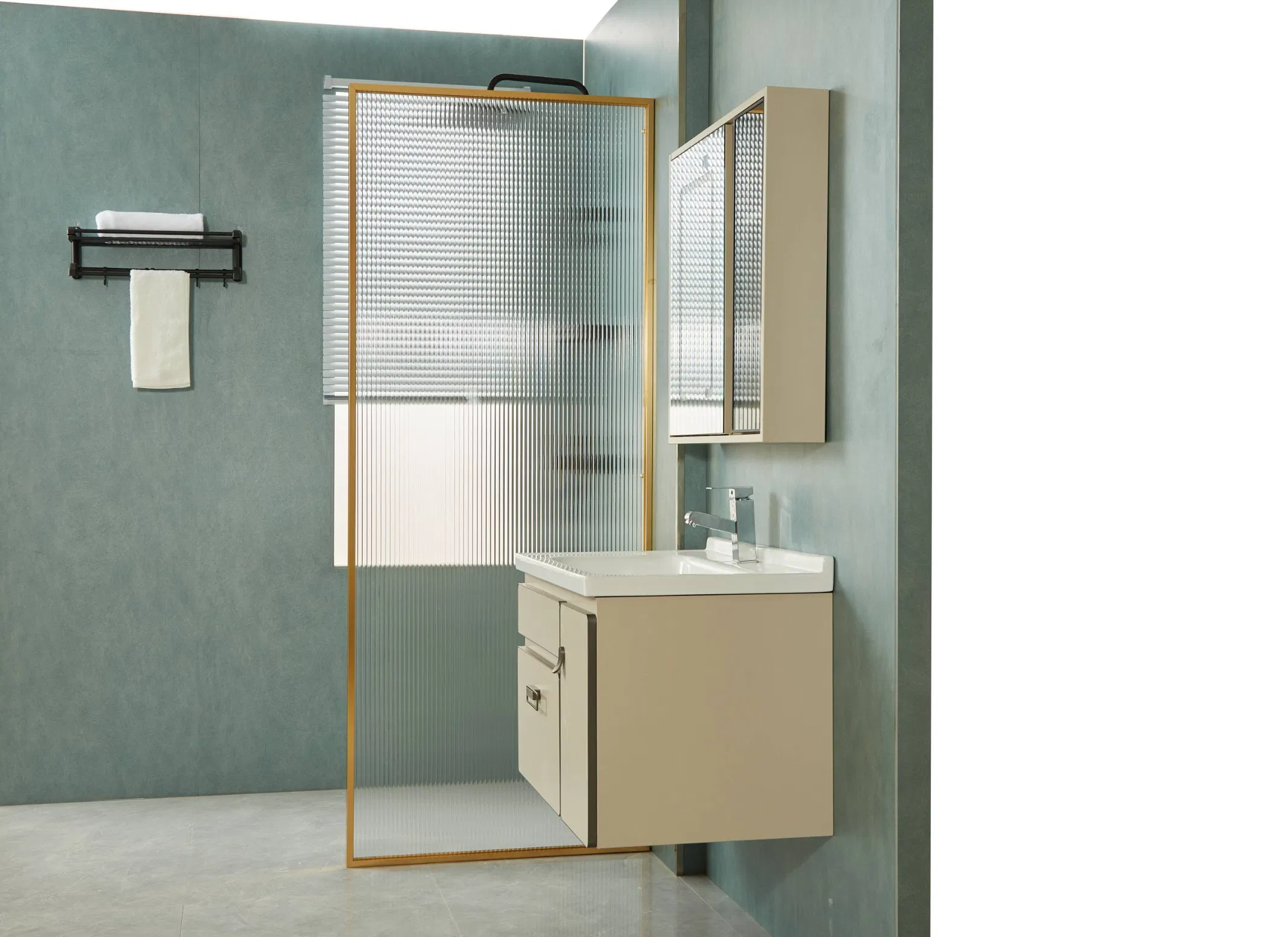 Factory Price Hot Selling Gold Aluminum Tempered Glass Shower Screen Modern Walk in Bathroom -3