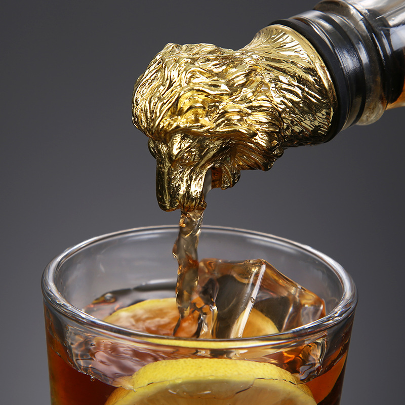 Lion Head Wine Bottle Pourer Stainless Steel Animal Wine Pourer