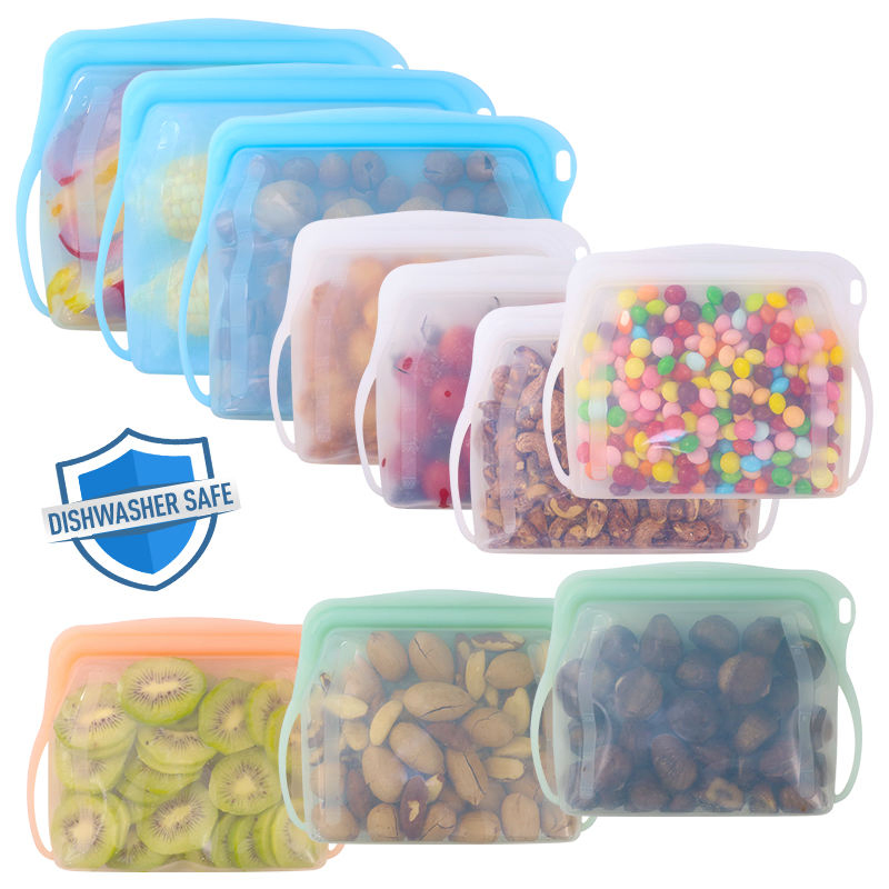 1000ml 500 Ml Reusable Silicone Zip Lock Zipper Freezer Bag for Food/Fruits/Vegetables/Sandwich