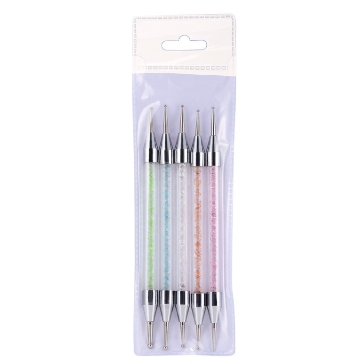 Dual-Ended Dotting Pen Colorful Rhinestone Handle Manicure Nail Art Tool