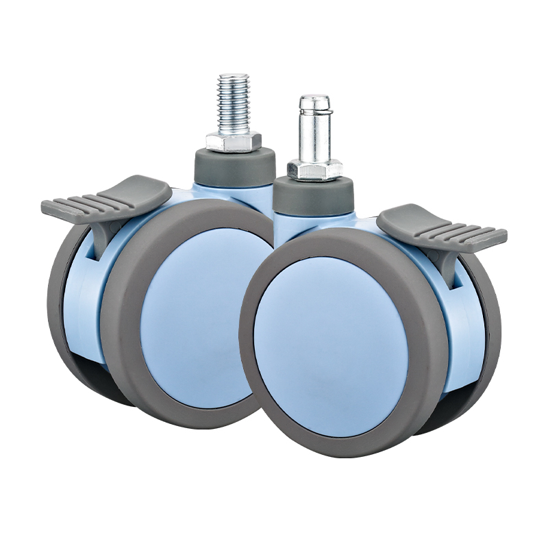 75/100/125mm Full-Plastic PU Medical Caster Twin Wheel Type a Hospital Trolley Wheels Medical Equipment Castors Wheel