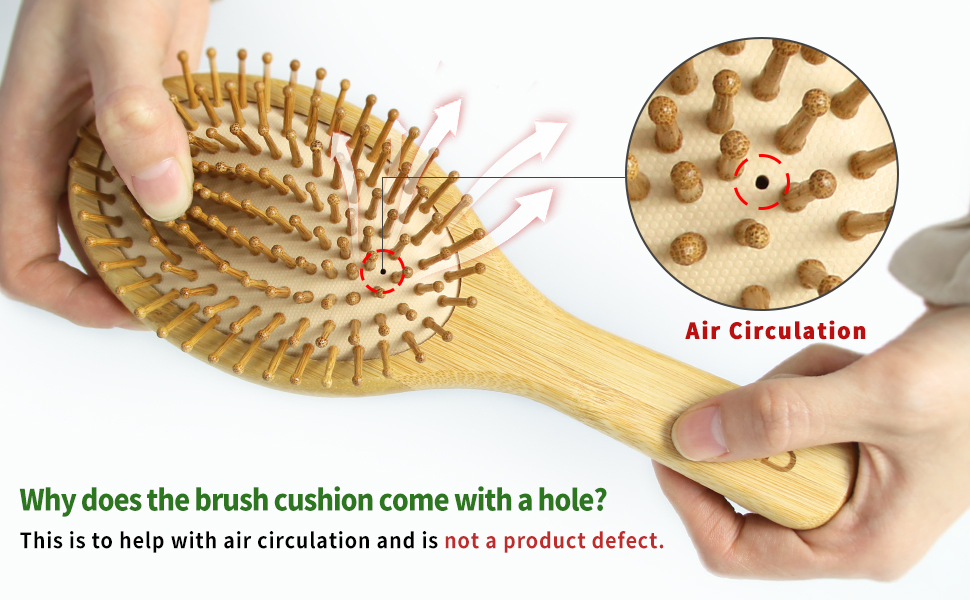 New Mold Paddle Shape Air Cushion Massage Hair Brush with Soft Touch Paint and with Bow Decoration Natural Bamboo Comb Paddle