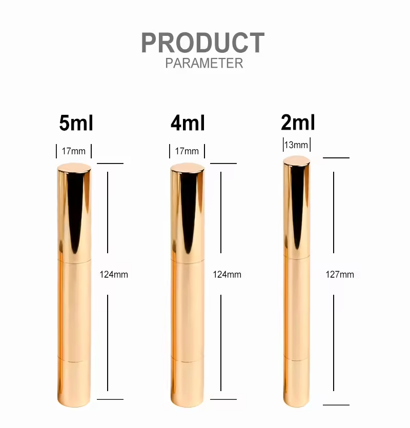 Hot Sale 1ml 2ml 3ml 4ml 5ml Golden Cosmetic Empty Nail Oil Glossy Pen with Brush