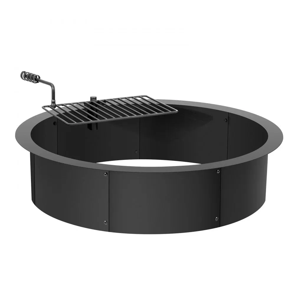 35 Inch Steel Fire Pit with BBQ Grill Fire Ring for Outdoor