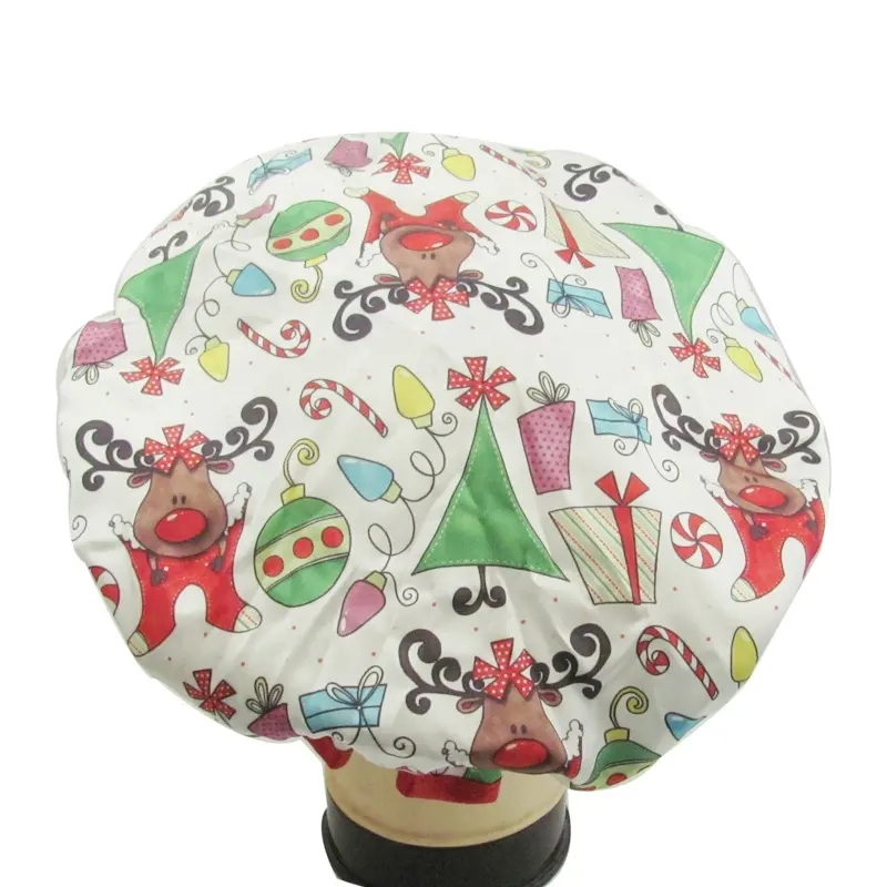 Factory Direct Adjustable Satin Shower Caps Customer Logo Available Christmas Gift Shower Cap