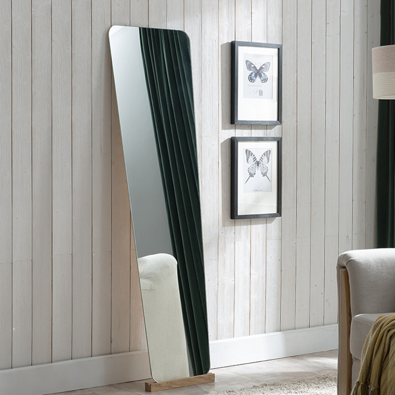 Full-Length Frameless Solid Wood Dressing Mirror, Floor-Standing Clothing Store Fitting Mirror
