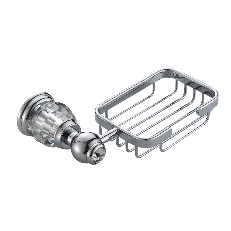 Silver Polished Bathroom Hardware Set Solid Brass Crystal Bathroom Accessories