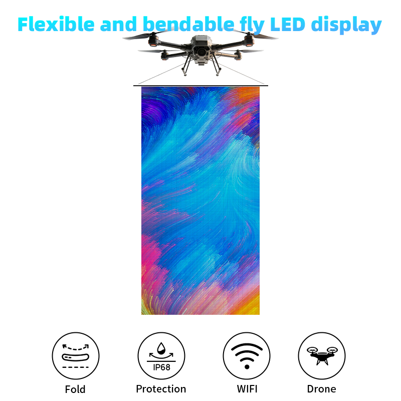 Flying LED Display P15 P20 P25 P31.25 Transparent Foldable Drone Show Hologram Flying Display LED Screen