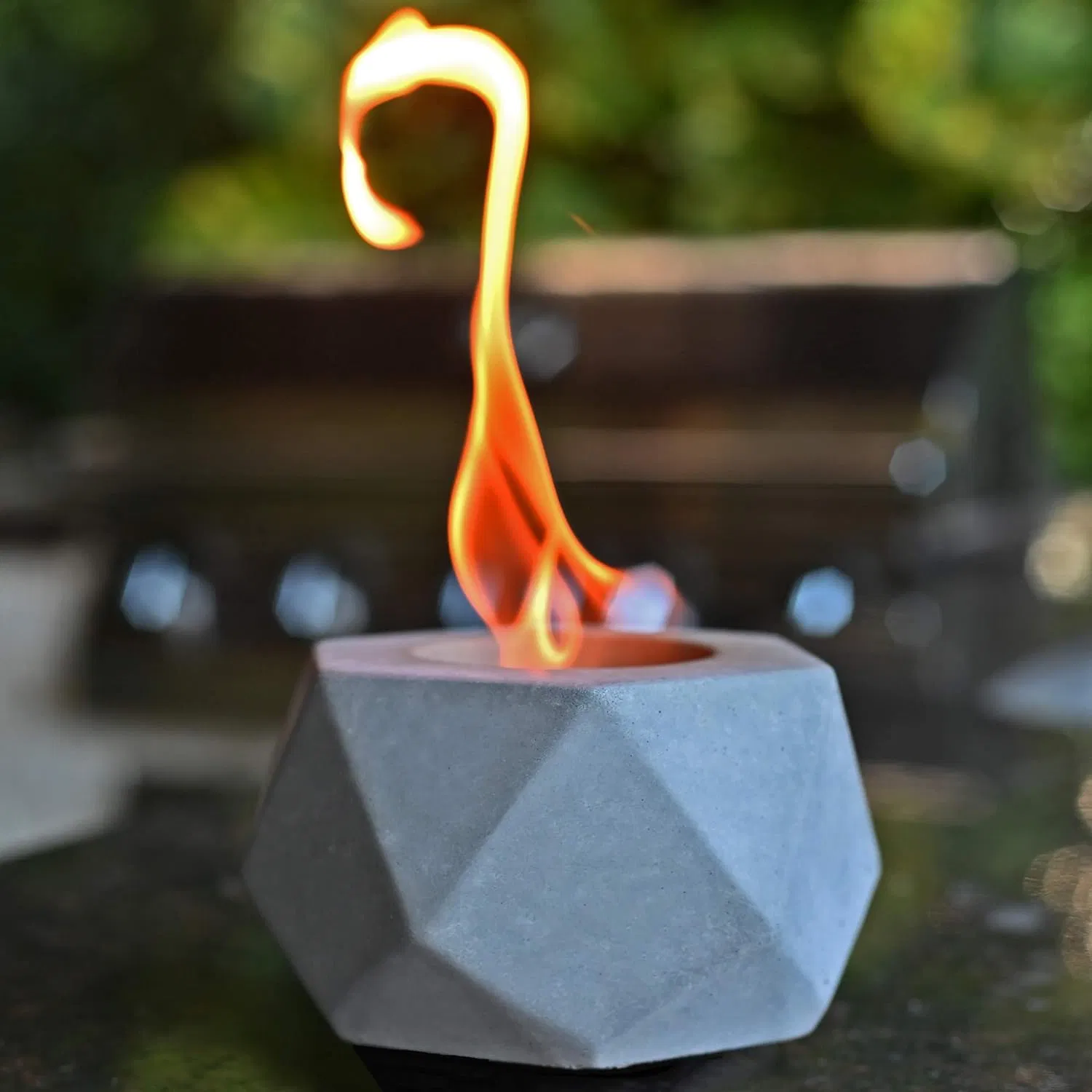 Concrete Tabletop Fire Pit Small Portable Fire Table Top Fireplace Silver