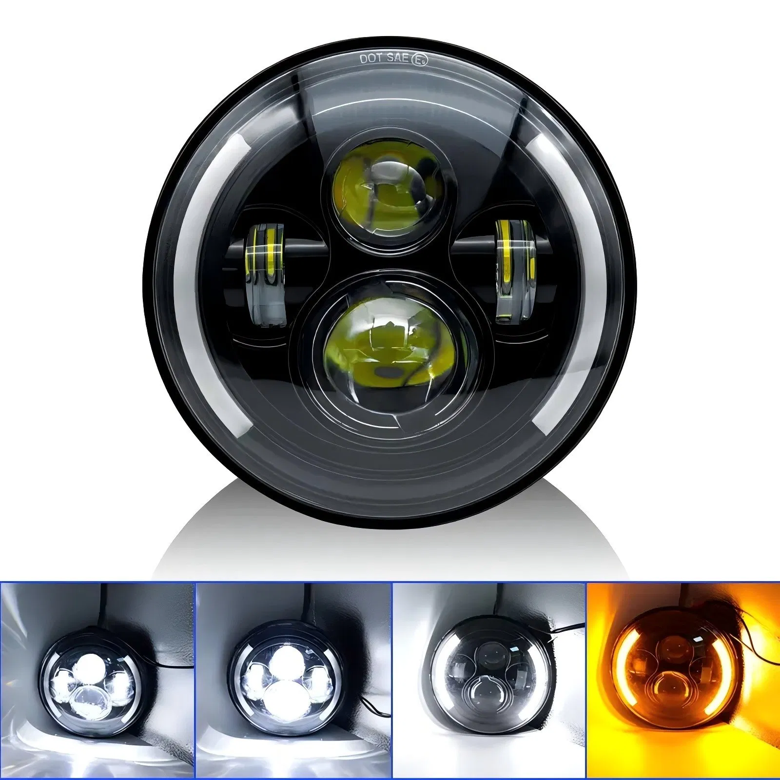 LED фара для мотоцикла 7 дюймов, полукруглая