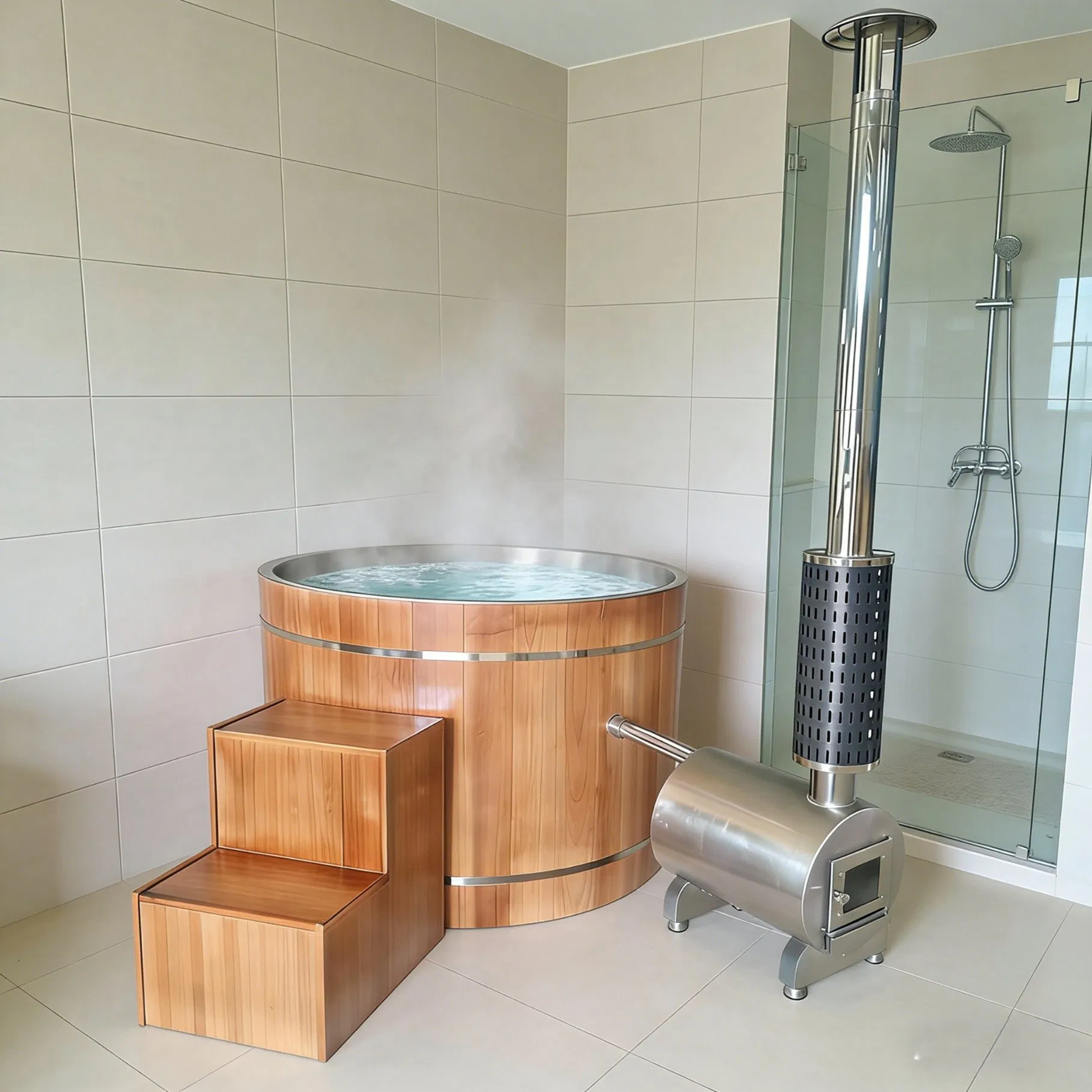 Портативная деревянная бочка-джакузи с подогревом