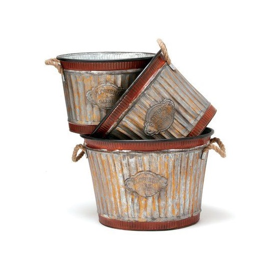 Горшок оцинкованный глубокий для цветов овощей трав