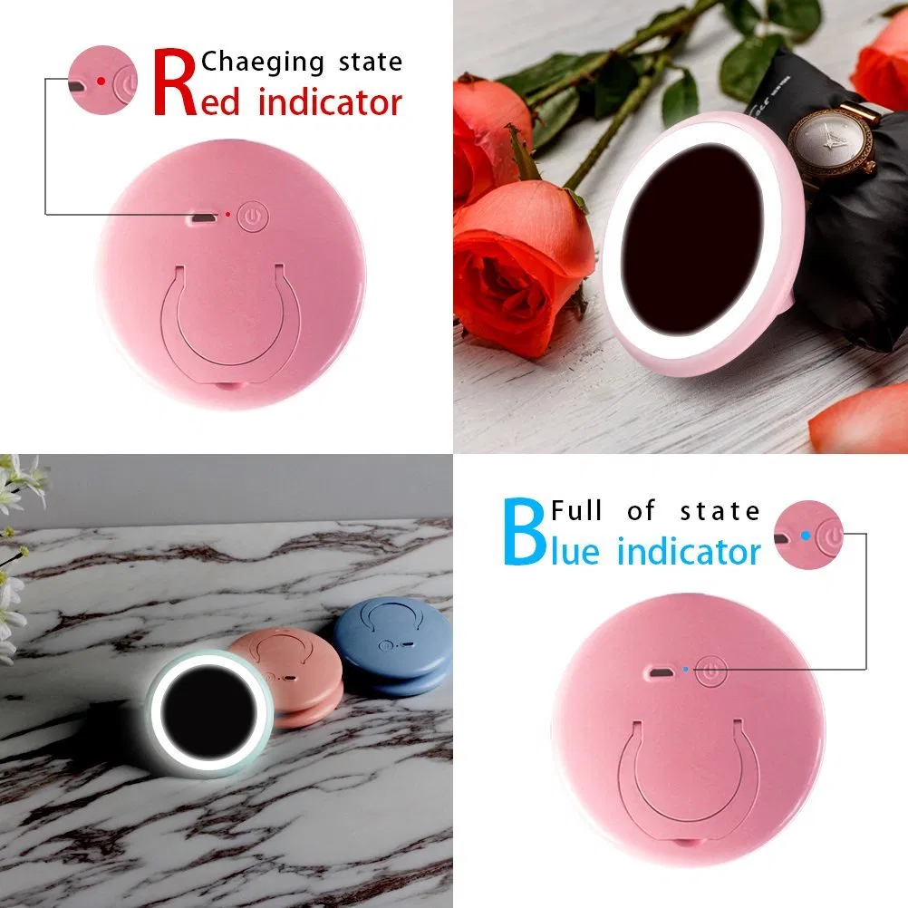 Travel Makeup Mirror Compact Mirror Sets with Lights Dimmable LED Esg10554
