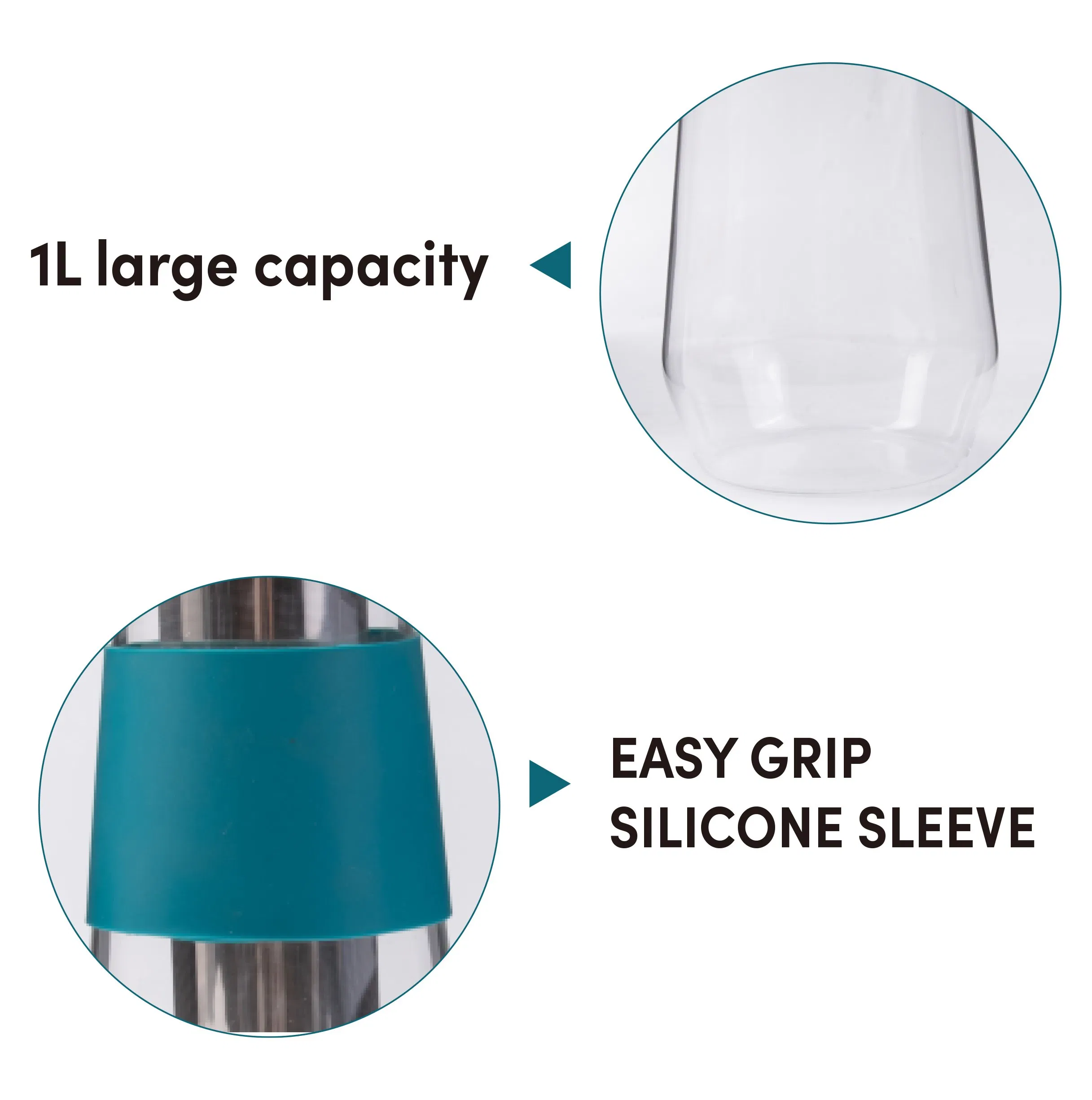 1L Glass Cold Brew Coffee Maker with Stainless Steel Mesh Filter and Lid