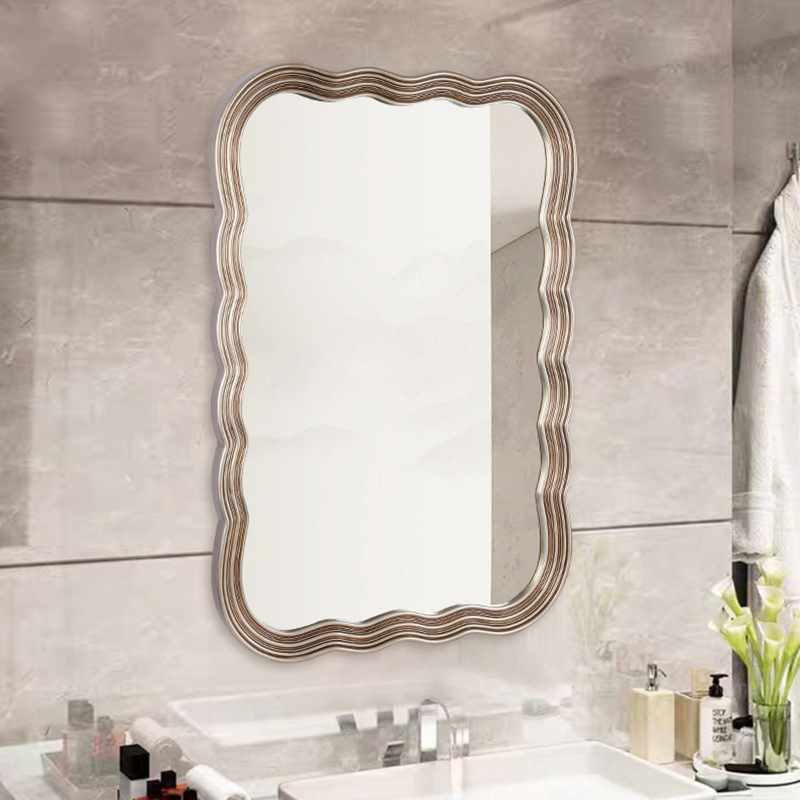 Wave Decorative Glass Mirror Luxury Washstand Wall-Mounted Bathroom Mirror