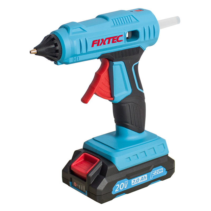 Fixtec Heavy Duty 20V Lithium Ion Battery Cordless Hot Glue Gun with 3PCS 11.5*150mm Glue Sticks