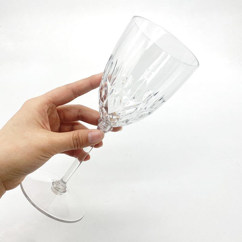 220ml Vintage Goblets Plastic Unbreakable Reusable Custom Goblet Champagne Flutes Diamond Plastic Wine Glasses for Wedding