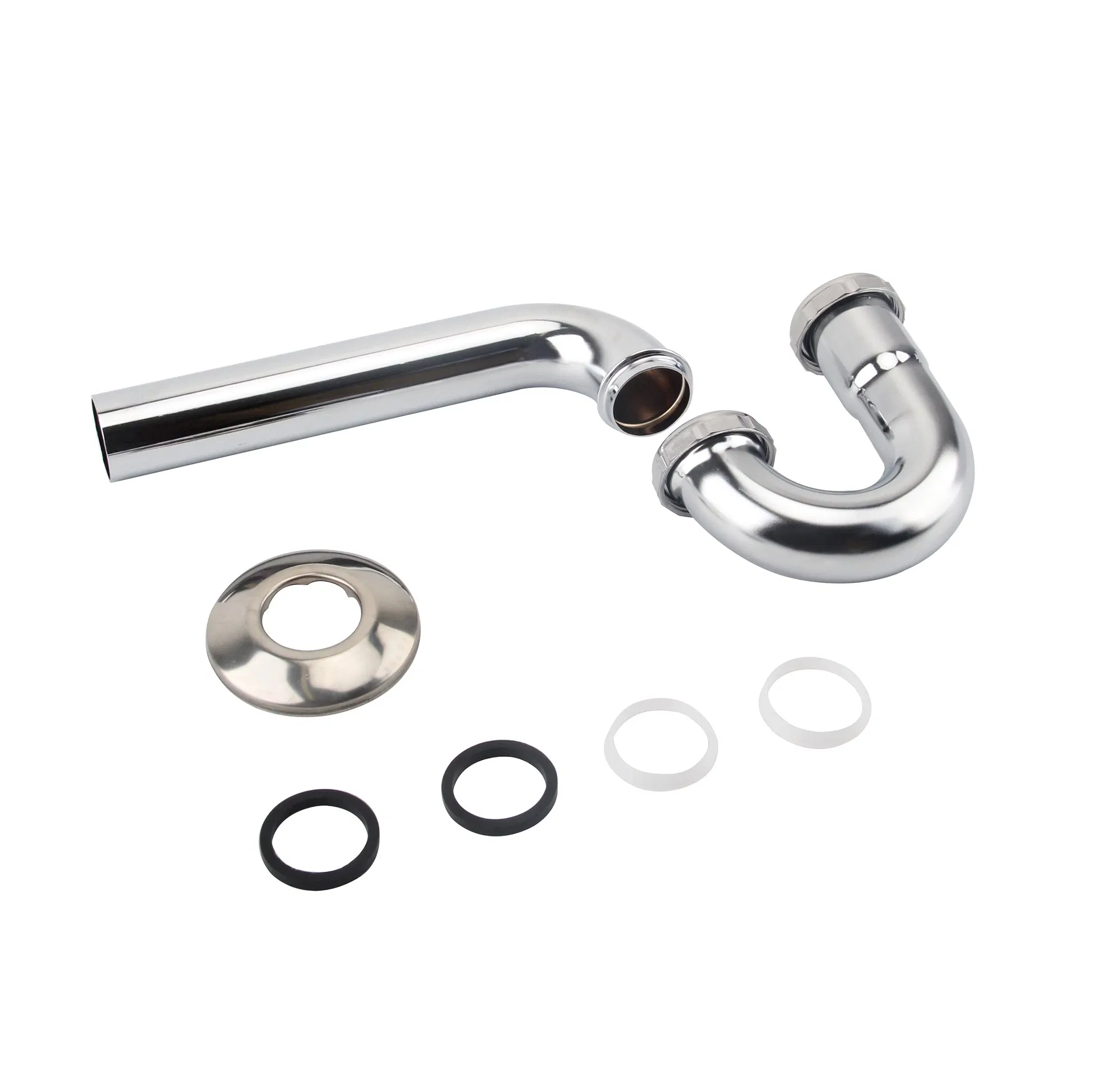 1-1/4'' Kitchen Sink Chrome Brass P-Trap Without Cleanout, 17ga